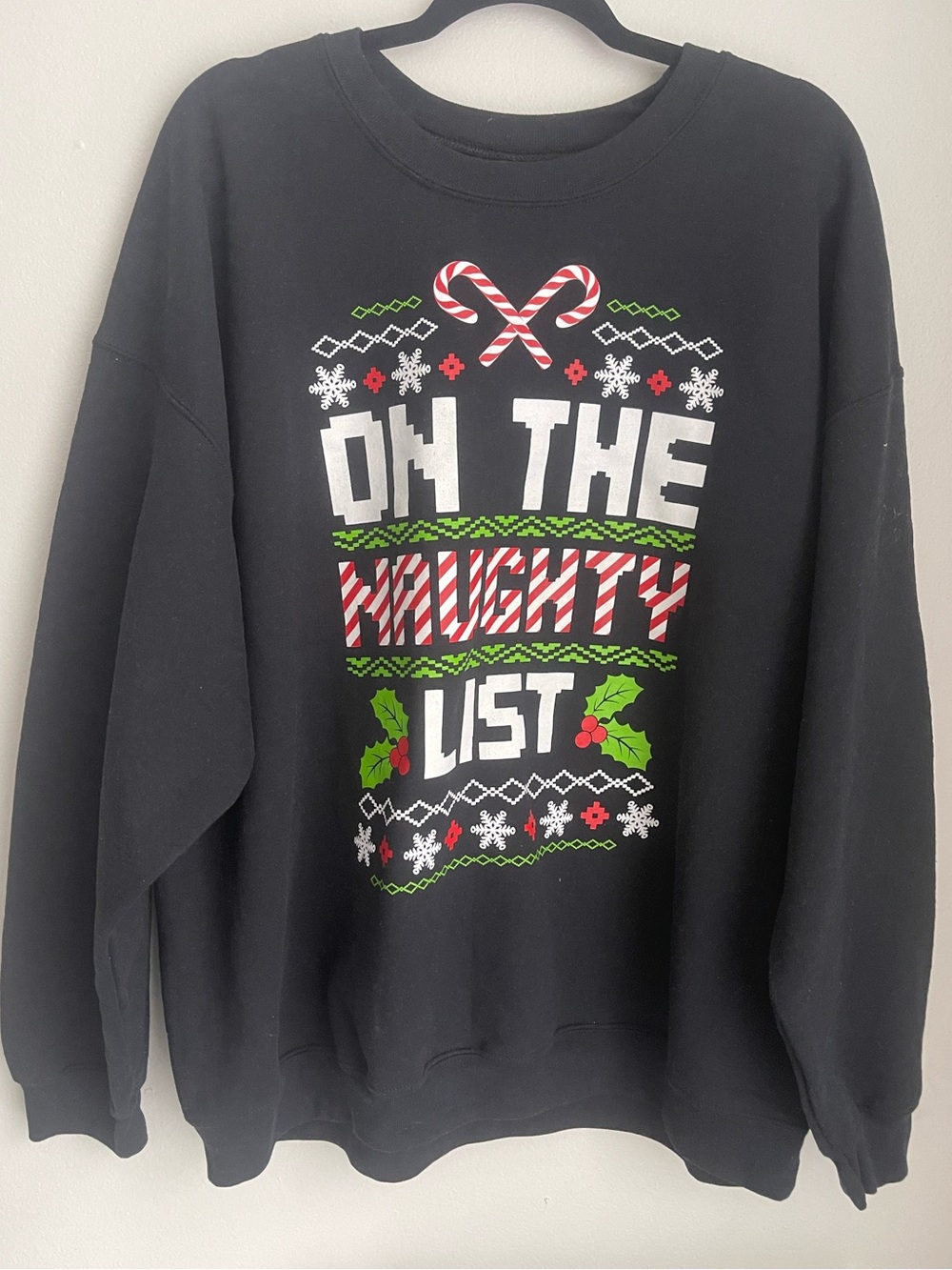 Christmas Black Sweater On The Naughty List Women’s Size 2XL